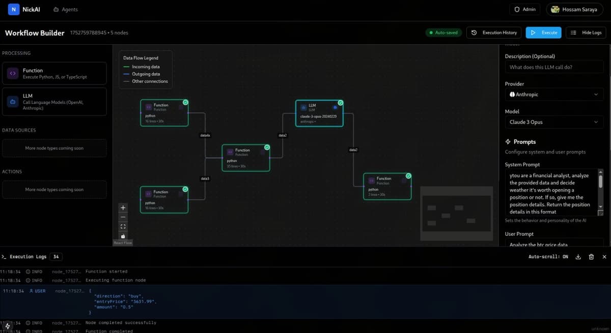 NickAI Multi-Venue Trading Interface